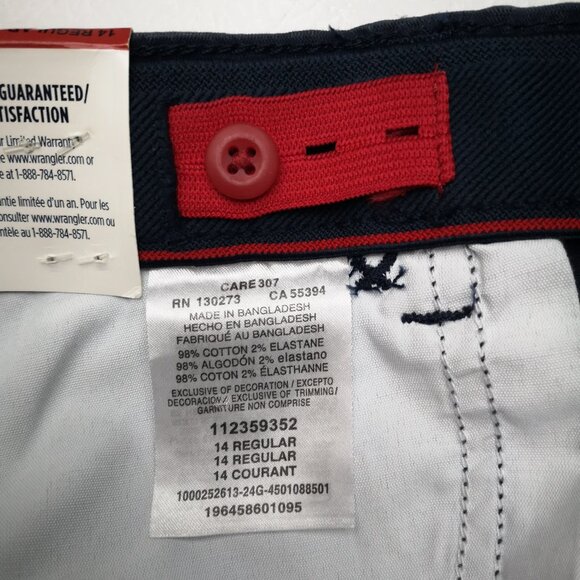 NWT Wrangler Slim Fit Navy Boy's Size 14R Moisture Wicking Khakis Pants - Picture 6 of 12